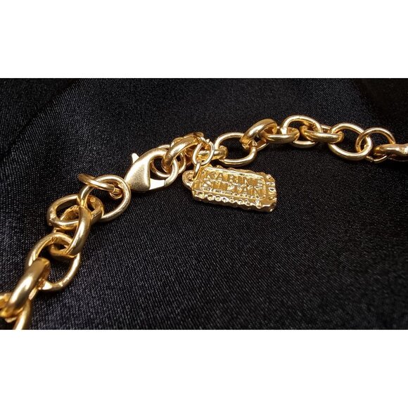 Karine Sultan Hammered Goldtone Statement Necklace With Chain & Lobster Clasp - Picture 5 of 5